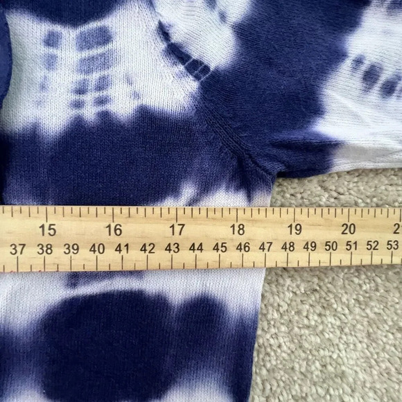 Aqua Womens Pullover Sweater Small Navy Blue Tie Dye Stripes Long Sleeve Hooded - Picture 5 of 5
